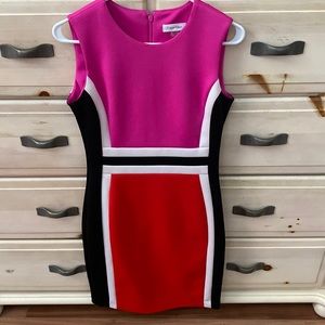 Calvin Klein Color Block Scuba Sleeveless Dress